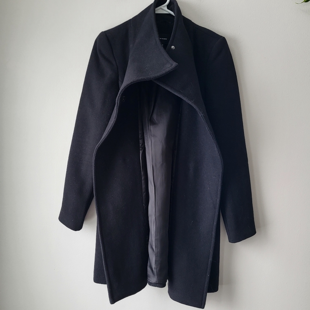 Vera Moda Black Wool Blend Funnel Neck Coat - Picture 4 of 10